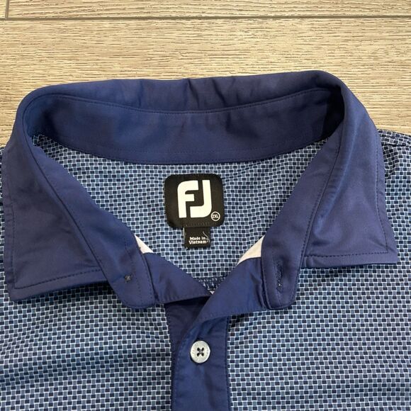 Footjoy Golf Polo Shirt Mens 2XL XXL Blue All Over Print Geometric Pattern - Picture 3 of 7